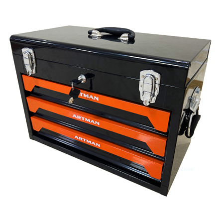 Werkzeugkasten Aus Stahl 50 Cm Mit 3 Schubladen Und Griff Schwarz/orange Modenuit