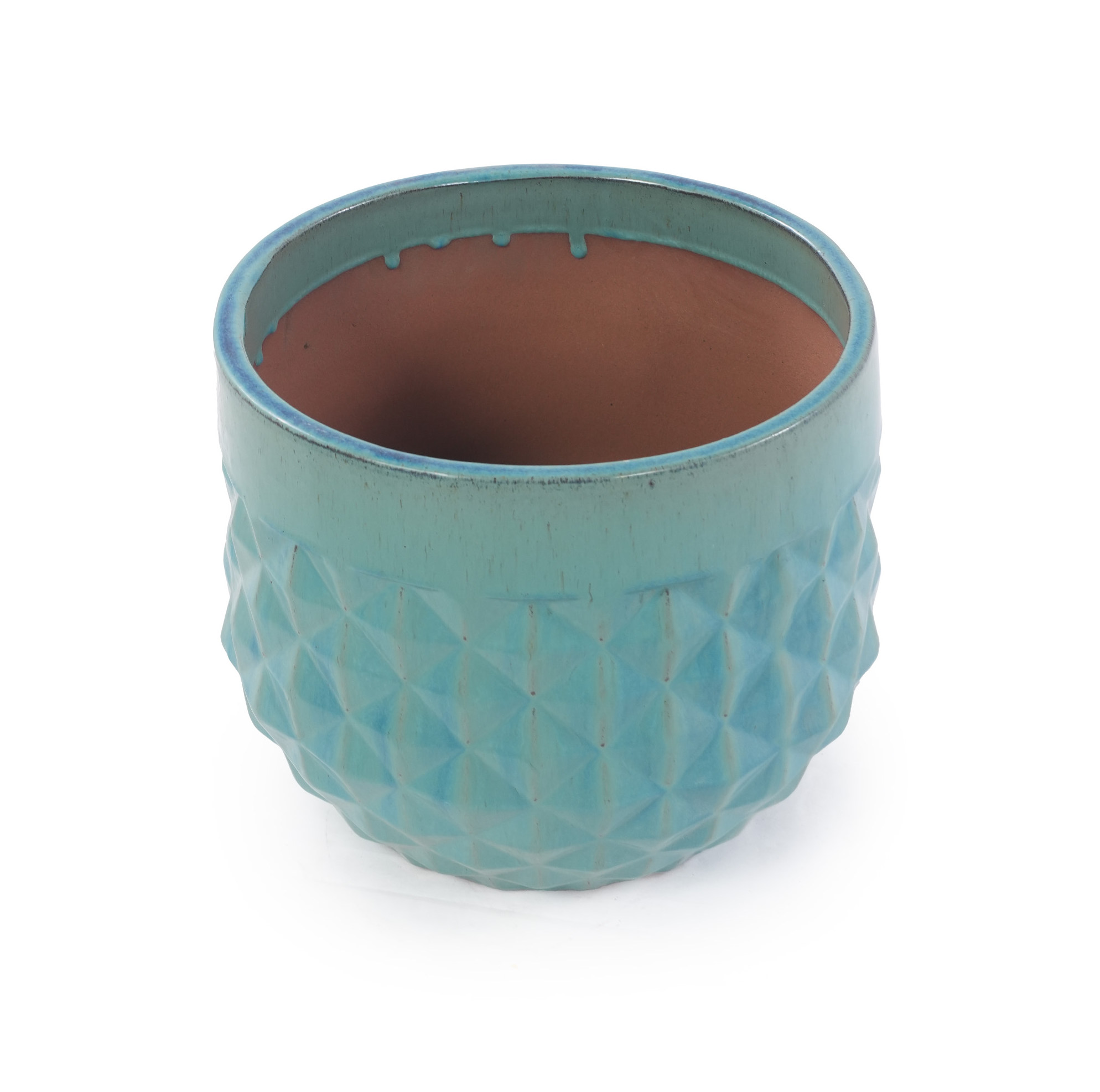 3er-set Glasierte Keramik-blumentöpfe Türkis, Ø 36/29,5/21,5 Cm, Frostfest