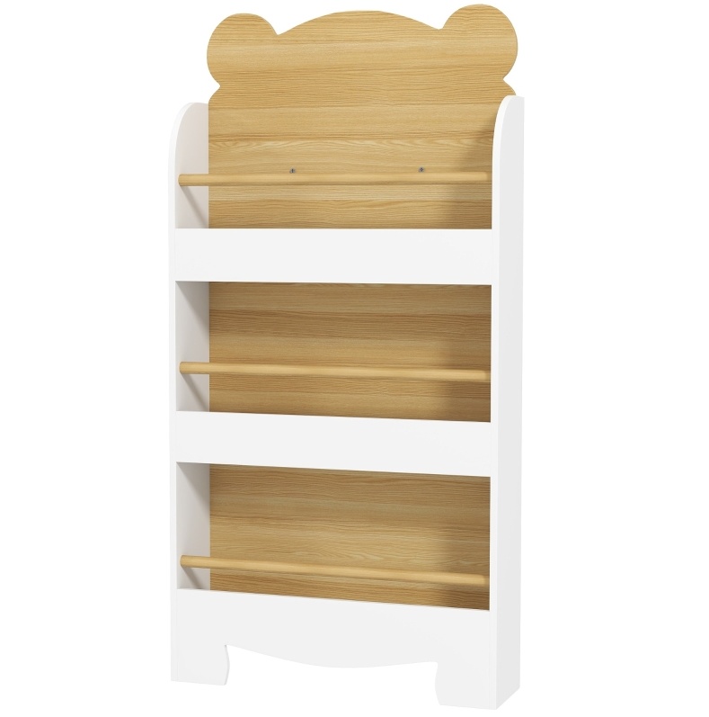 Kinderbücherregal Mit 3 Fächern Aus Holz 55x15x110 Cm Weiß Modenuit
