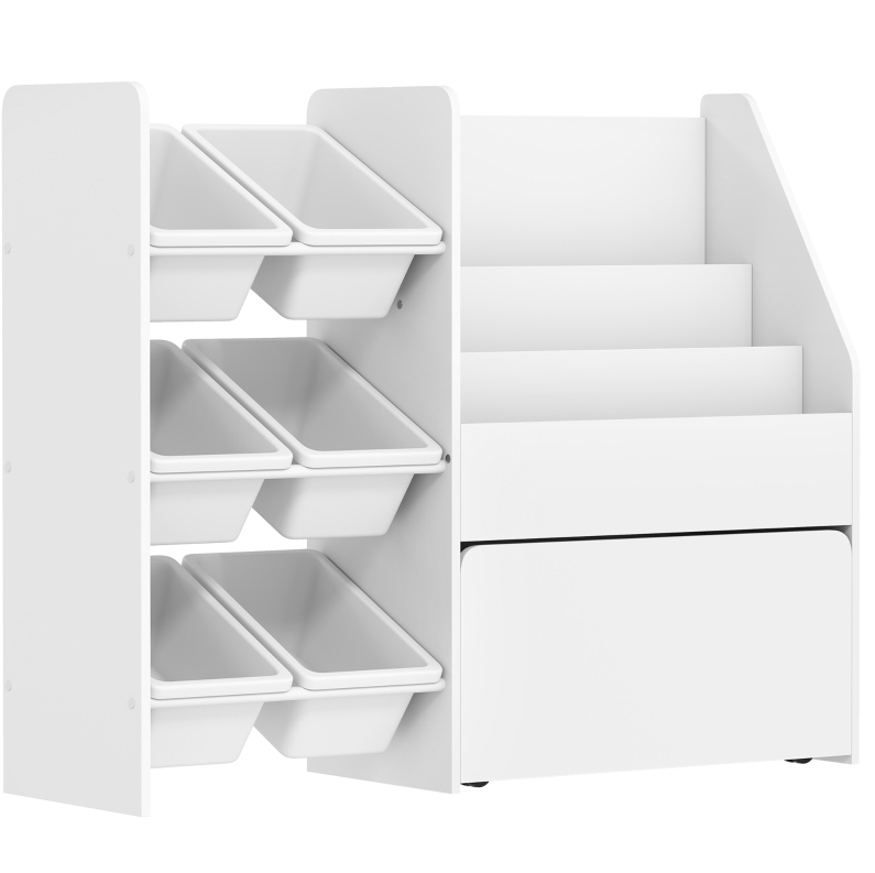 Kinderregal Mit 6 Herausnehmbaren Boxen 100 X 30 X 80 Cm Weiß Aus Mdf Und Stahl