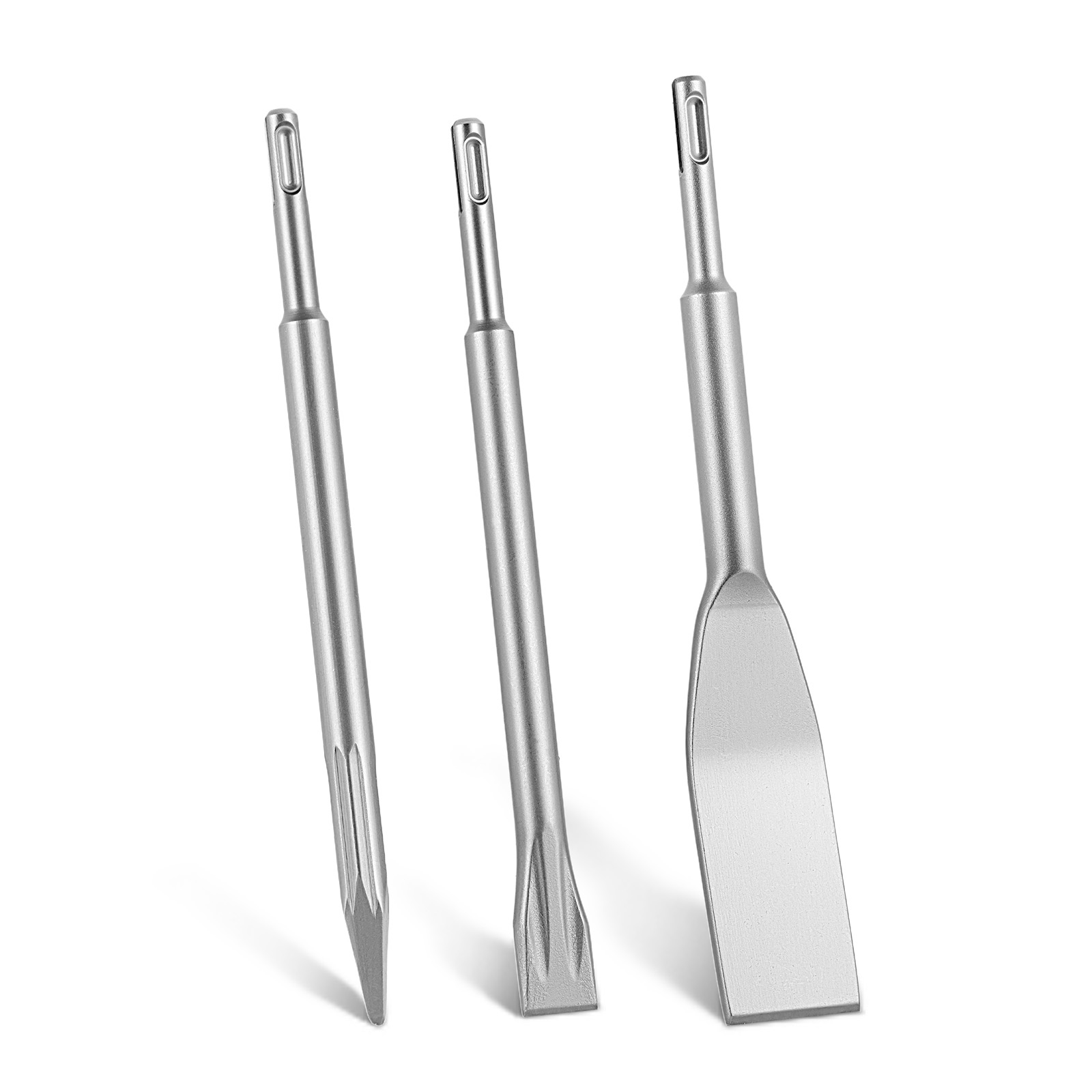 Mophorn Sds Plus Meißel-set, 3-tlg. Zubehör Für Bohrhämmer, Mit Spitz-, Flach- & Spatenmeißel, Aus Wärmebehandeltem 40cr-legierungsstahl, Ideal Für Abbruch- Und Renovierungsarbeiten