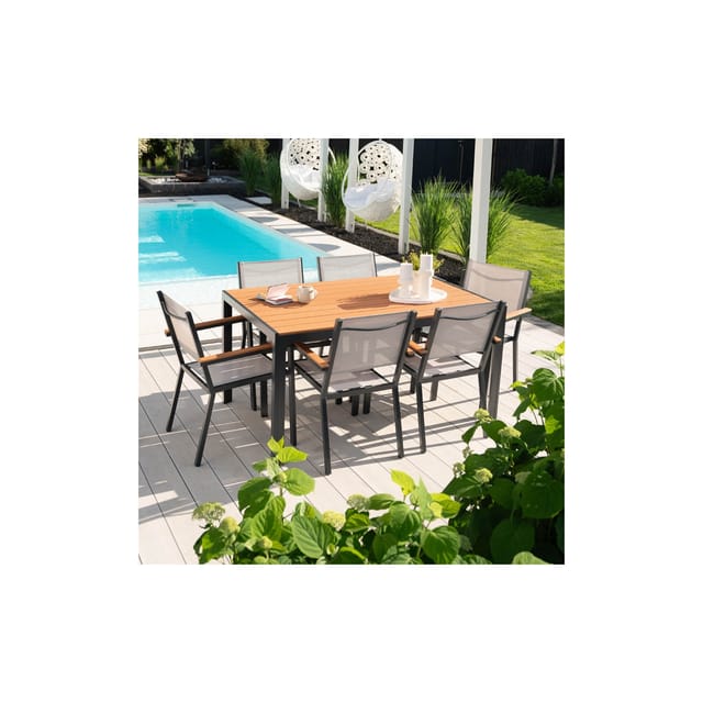 HOME DELUXE Gartentisch CANTOS SEDIA 150 x 90 cm (7-St)