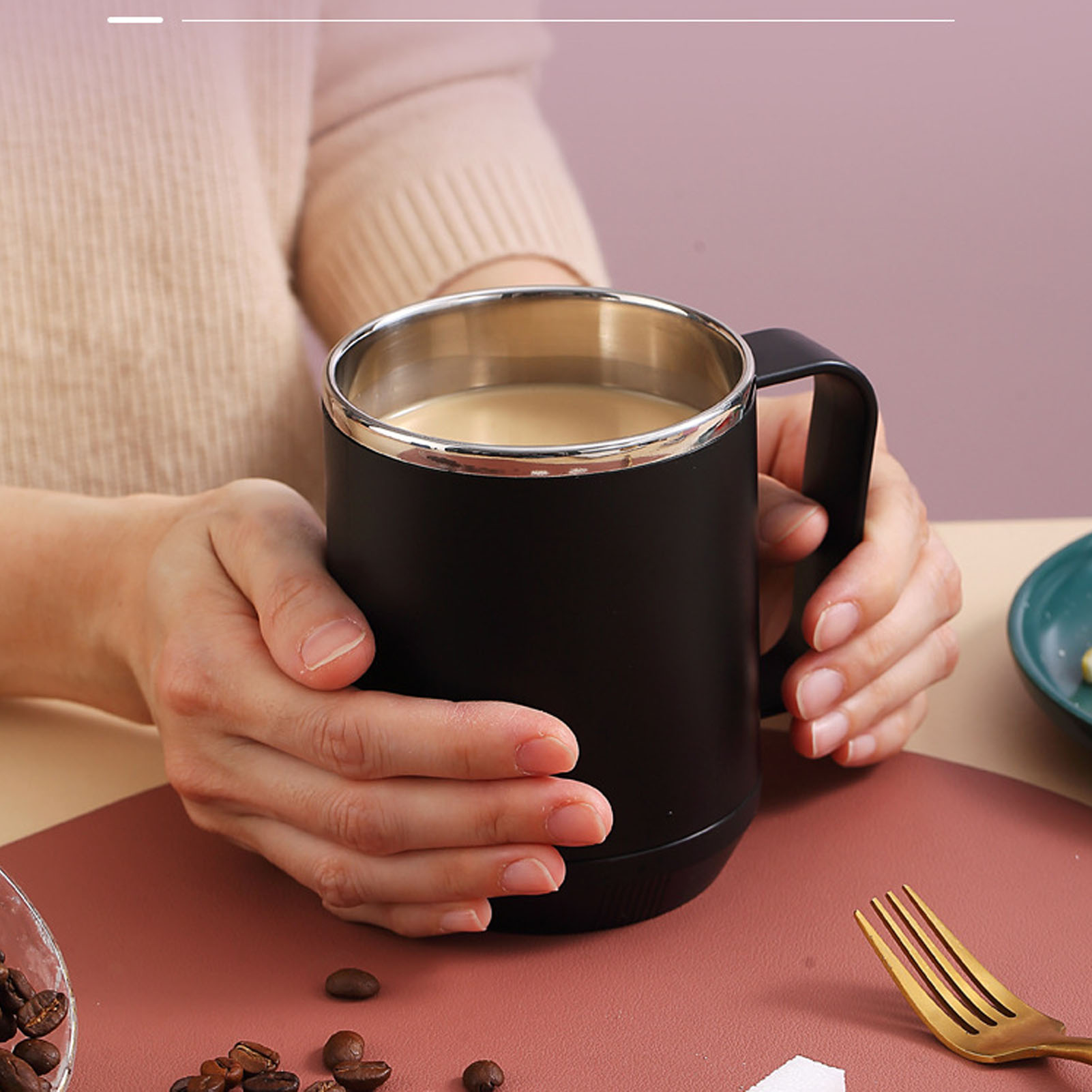 Kaffeebecher 460 Ml, Edelstahl 304, Auslaufsicher, Elegant, Tragbarer Becher Für Outdoor-aktivitäten, Schwarz
