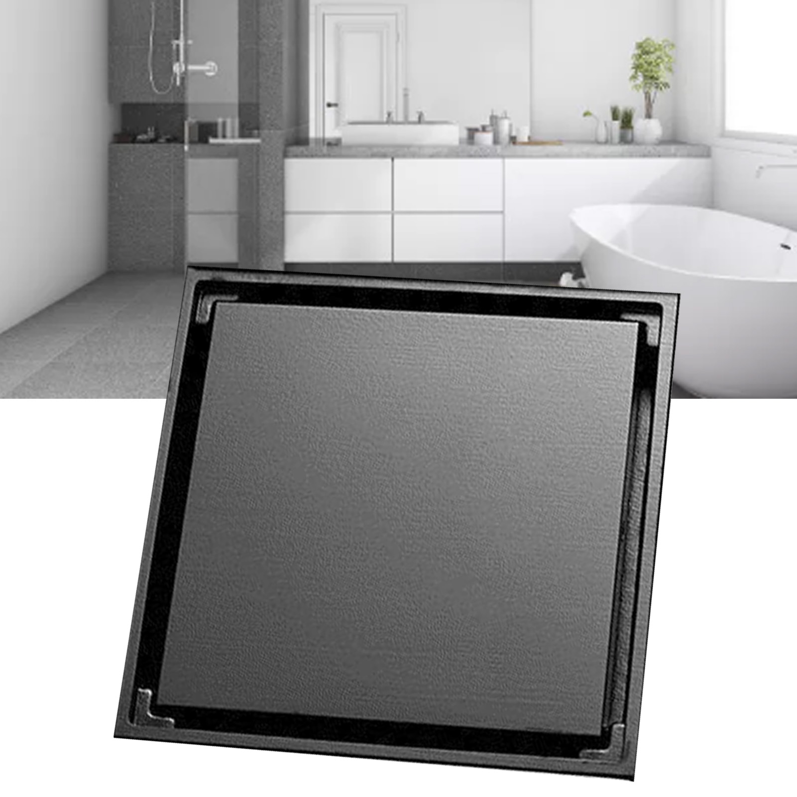 Quadratischer Duschablauf Mit Edelstahlfilter, Badezimmerablauf, Schwarz