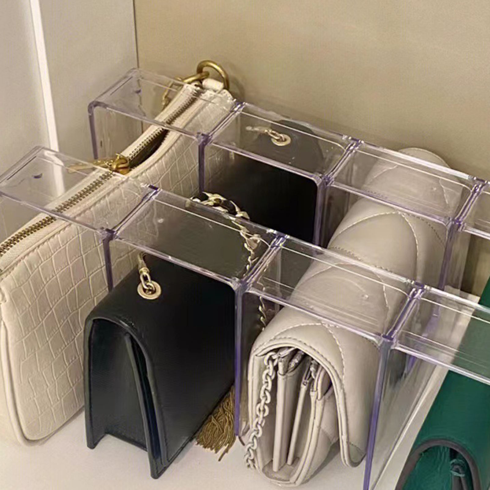 Handtaschen-organizer, Zuhause, Transparentes Taschenregal, Schlafzimmer, Mini-taschenablage, 4 Fächer