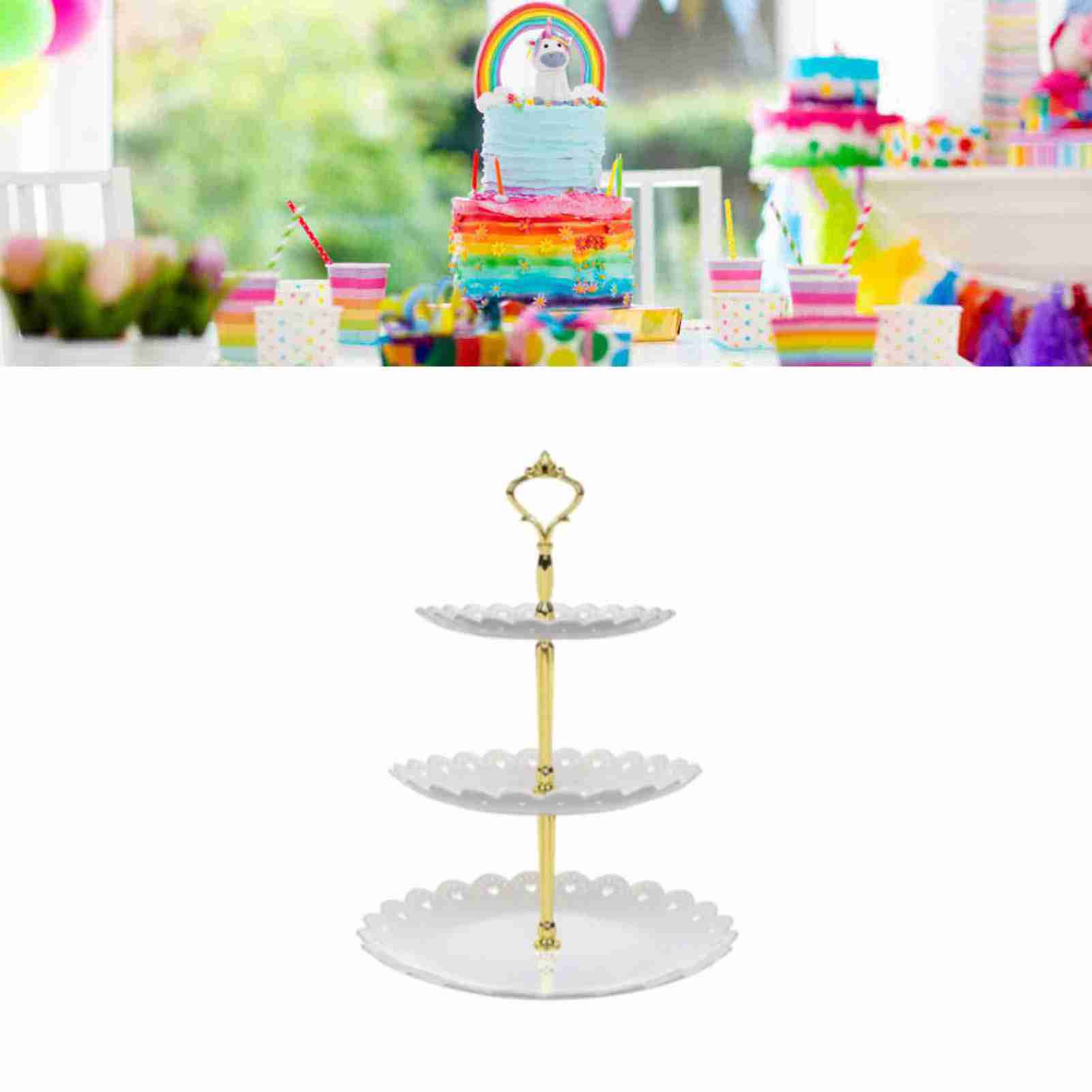 Desserttablett-ständer, 3-stöckig, Luxuriöser Obst- Und Kuchenständer Aus Kunststoff, Ideal Für Wohnzimmer, Hochzeiten, Weihnachten, Groß, Weiß