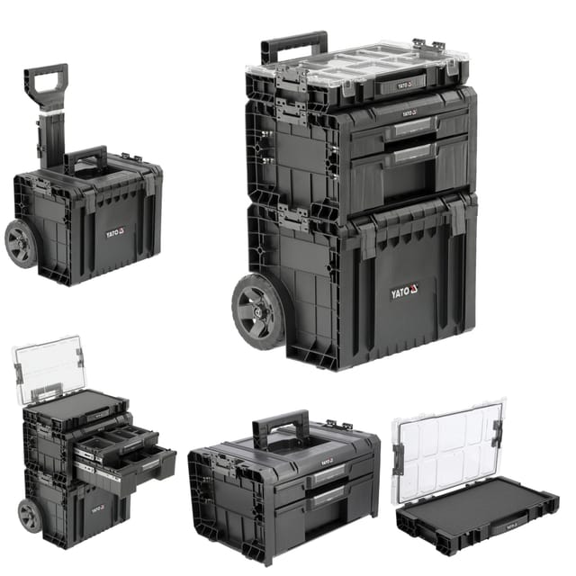 TRIZERATOP Werkzeugkoffer Systemkoffer, Werkzeugkoffer 68x45x38 cm, 3 Teilig (komplett, komplett)