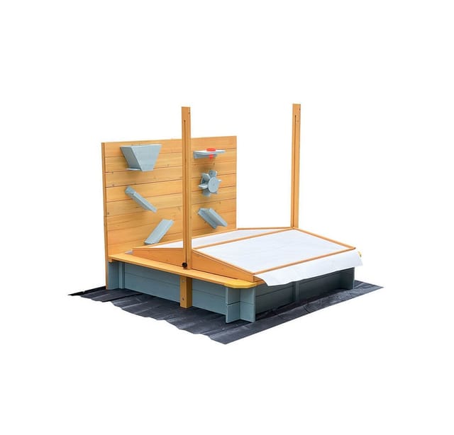 HOME DELUXE Sandkasten mit Überdachung SANDY - 110 x 110 x 110 cm, inkl. PE-Folie & Sonnenschutz