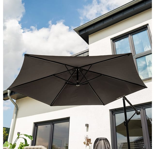 HOME DELUXE Ampelschirm inkl. Abdeckung SOLANA 300 cm, 360° drehbar, LxB: 235x300 cm, inkl. Kurbelvorrichtung, Sonnenschirm, Terrassenschirm, Gartenschirm