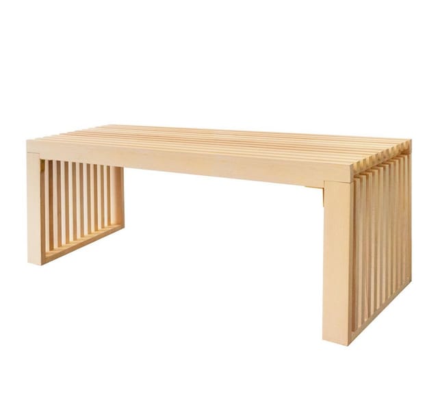 HOME DELUXE Sitzbank aus Holz LORA - 110 x 40 x 42 cm, Kiefernholz, Lamellen, Flurbank, Bettbank, Garderobenbank