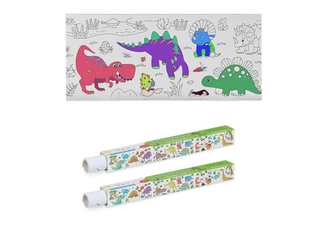 relaxdays Malvorlage Ausmaltischdecken für Kinder 2er Set 3 m (2er Set), Dino