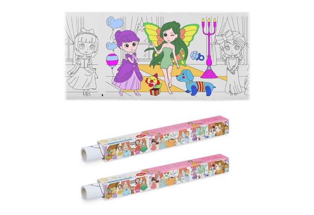 relaxdays Malvorlage Ausmaltischdecken für Kinder 2er Set 3 m (2er Set), Prinzessin