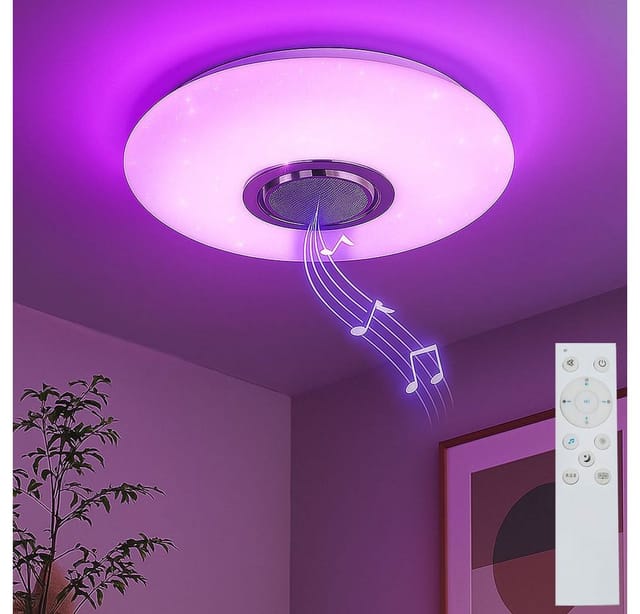 Reality Leuchten LED Deckenleuchte, LED-Leuchtmittel fest verbaut, Kaltweiß, Warmweiß, Neutralweiß, Tageslichtweiß, Farbwechsel, Deckenlampe Schlafzimmerleuchte RGB LED Dimmer Bluetooth Musik