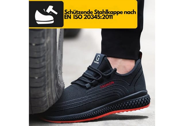 ARMORAX bequeme Sicherheitsschuhe, mit Stahlkappe & Stichschutz-Sohle Sicherheitsschuh (Komplett-Set, herausnehmbare Innensohle) atmungsaktiv, flexibel, rutschhemmende Sohle