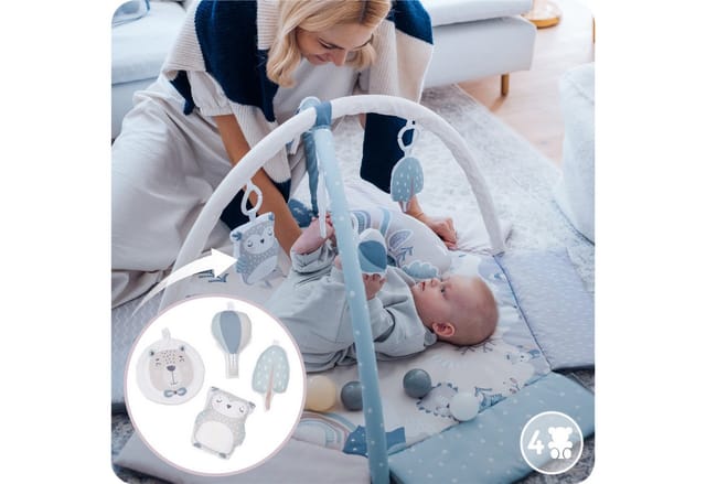 MoMi Spielmatte Pastel, 2-in-1 Spielmatte mit Bällebad, 30 Bälle inklusive