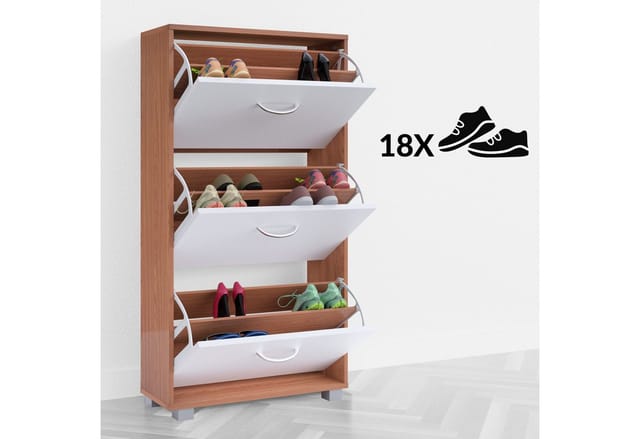 Casaria Schuhschrank (1-St) für 18 Paar Schuhe 3 Klappen Verstellbar 115x60x25cm Kippsicherung