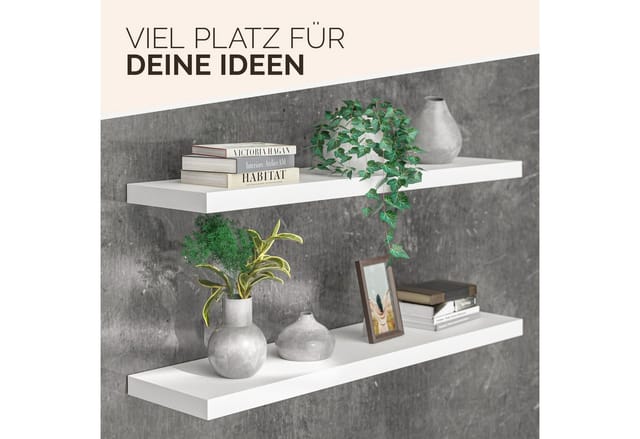 Casaria Wandboard, Weiß Hängeregal mit Halterung 15kg Tragkraft Küche Matt 90cm