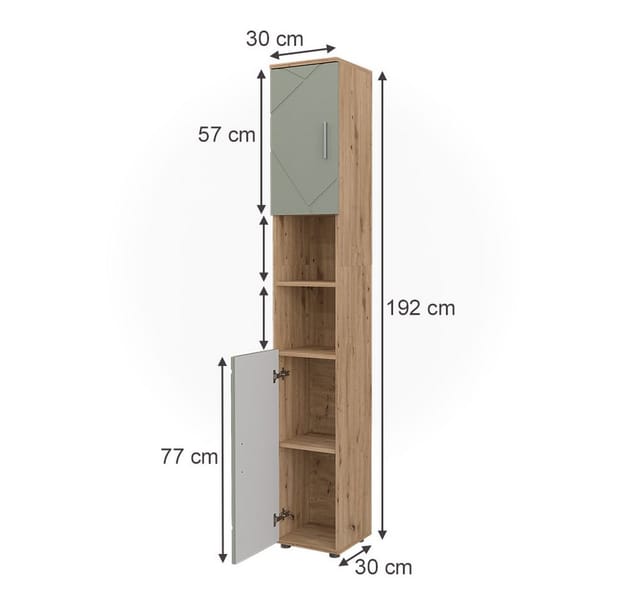 Vicco Hochschrank Irma, Salbeigrün, 30 x 192 cm (1-St)