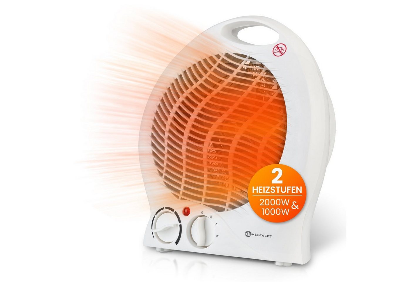 HEIMWERT Infrarotstrahler Elektroheizung Heizlüfter 2000 Watt Schnellheizer, energiesparend 2 Heizstufen 2in1 Kühlfunktion 22x29x13 cm Bild 4