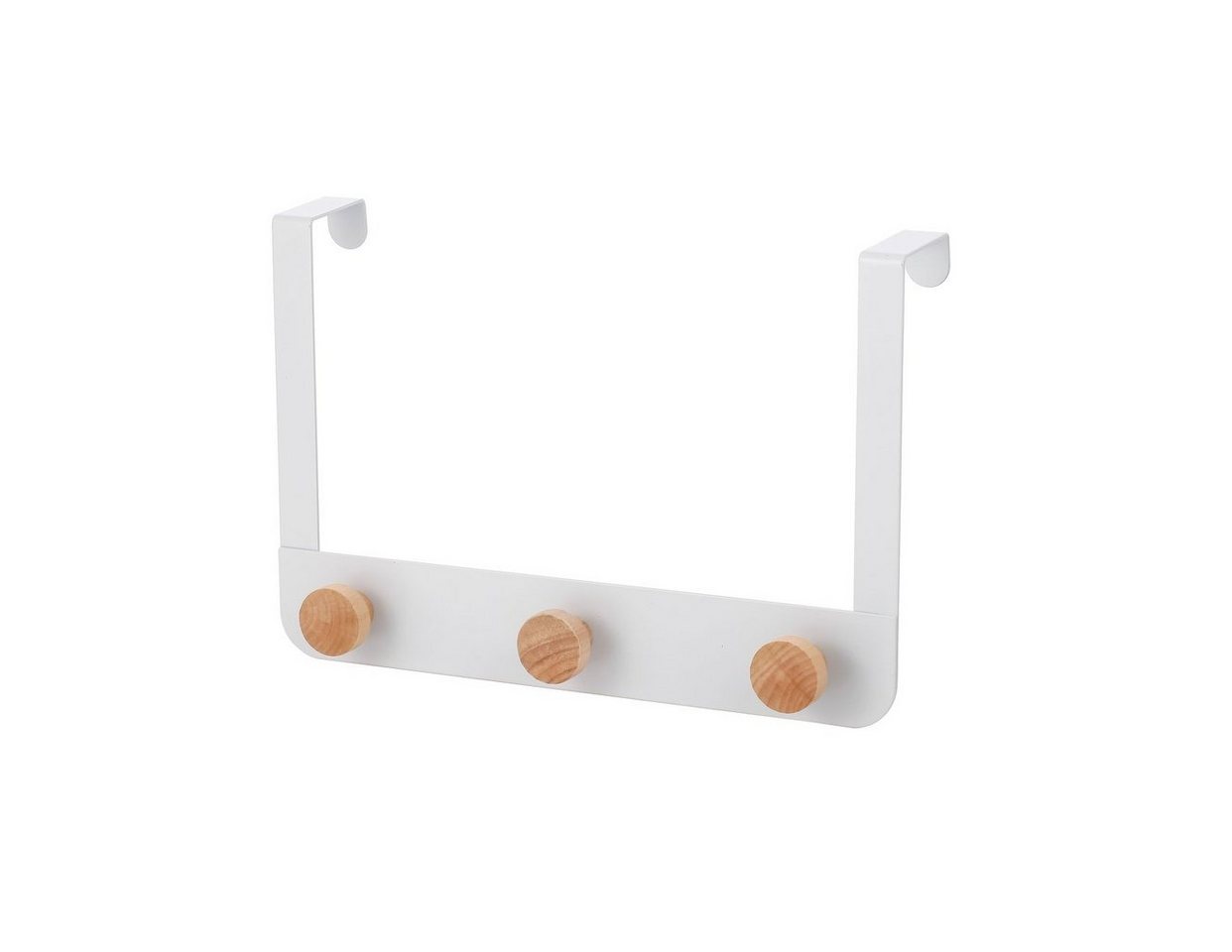 MSV Türgarderobe NAYA, Türen, Badezimmer, Küche, Schlafzimmer, Garderobe, Kleiderschränke, (3-St), Hakenleiste zum Einhängen aus Stahl, weiß matt, 3 Haken Holz natur