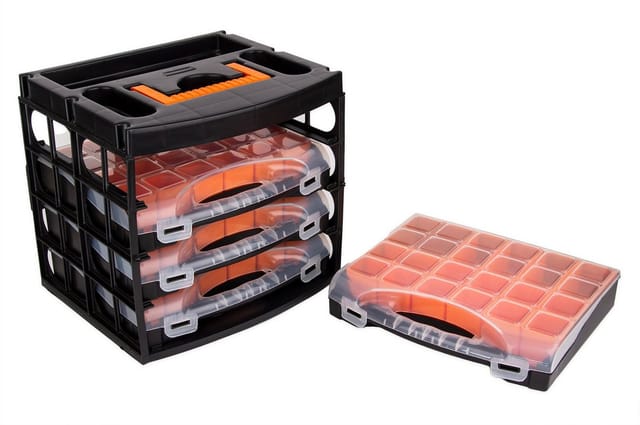 BigDean Werkzeugkoffer Sortierkasten mit 4 herausnehmbaren Schubladen Sortimentskasten (Set, 1 St., Sortimentsschubladenkoffer), Vielseitig, Praktisch, Kleinteile Organizer