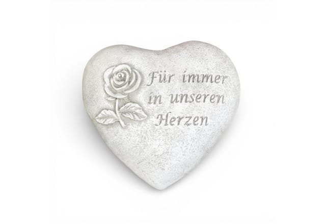 Radami Gartenfigur Grabherz Grabschmuck Grab Herz Spruch - Für immer in unseren Herzen -