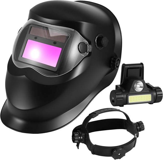 Schweißmaske, Solarbetriebener Schweißhelm Mit Automatischer Abdunklungsregelung Am Kopf, Hochempfindlichem Sensor, Mit 4 Lichtbogensensoren Und Großem Schutzstufenbereich 4/5-13