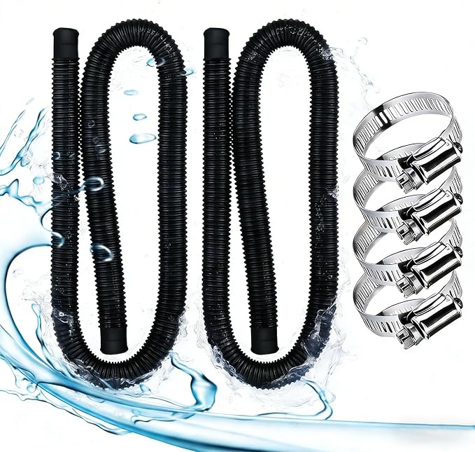 32 Mm Durchmesser Poolschlauch, 149,9 Cm Poolschlauch Mit 4 Metallklemmen, Für Wasserfilterpumpen, Teiche, Aufstellpools, Poolschlauch Für Intex 530 Gph Und 1000 Gph (schwarz)