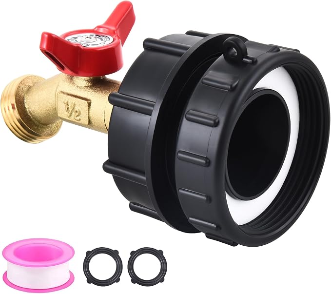 Adapter Für Ibc-container (275 Bis 330 Gallonen), 2,5"-feingewinde + Gartenschlauchanschluss, 0,75"-ght-gartenschlauchanschluss