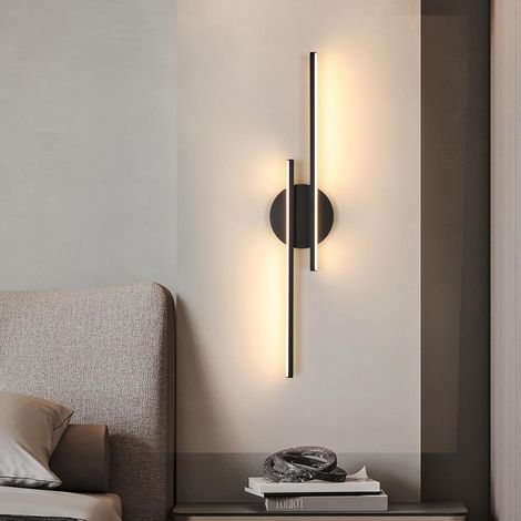 Riserva Moderne Schwarze Wandleuchte Für Den Innenbereich, 24 W Led, Design Mit Parallelen Linien, 3000 K Warmweiß, Wandleuchte Für Schlafzimmer, Wohnzimmer, Hotel, Treppenhaus, Einfahrt, 71 Cm