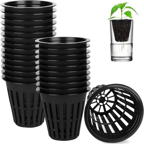 50 Stück Schwarze Kunststoff-pflanznetze Für Hydrokultur, Pflanzkörbe Für Gartenpflanzen