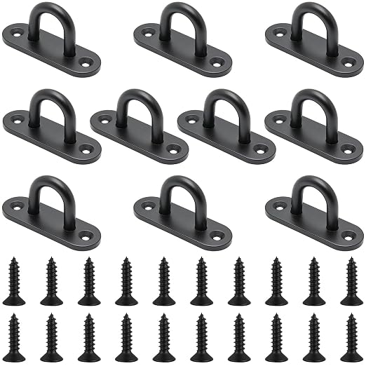 10 Edelstahlösen, Edelstahlbrücke, M6-hochleistungs-deckenhaken, Schwarze Deckenhaken Für Wände, Terrassen, Trainingsgurte, Sonnensegel, Seile, Schrauben Inklusive