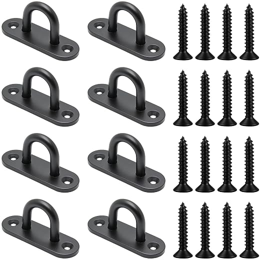 8 Edelstahlösen, Edelstahlbrücke, M6-hochleistungs-deckenhaken, Schwarze Deckenhaken Für Wände, Terrassen, Trainingsgurte, Sonnensegel, Seile, Schrauben Inklusive