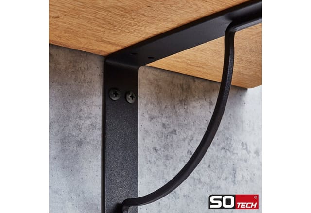 SO-TECH® Wandregalhalter Regalkonsole BLACKLINE III 24 x 18,1 x 3 cm schwarz, Spar-Set 4-tlg., Tragkraft bis zu 30 kg / Paar
