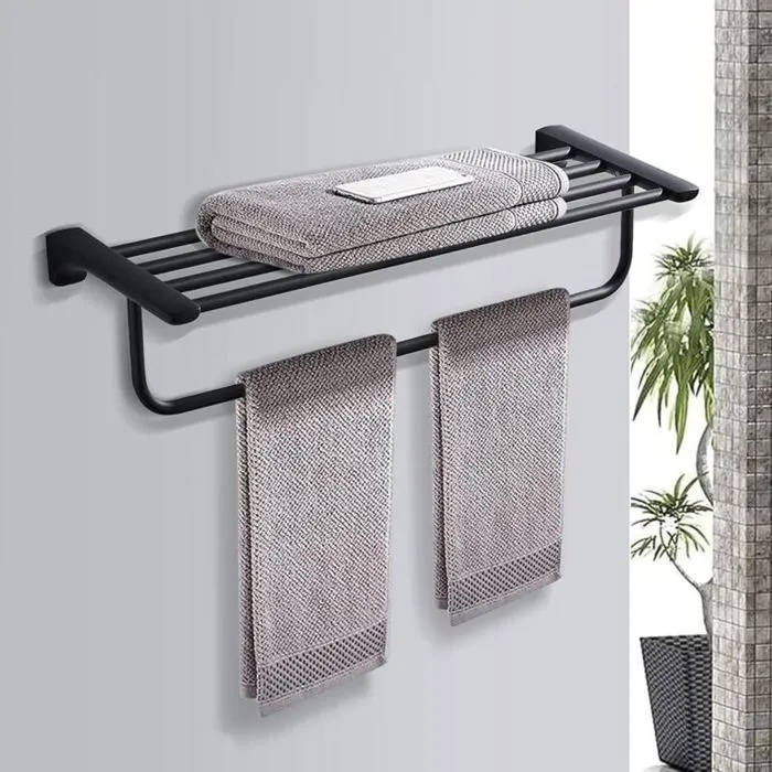 Schwarzer, Wandmontierter Handtuchhalter Für Bad Oder Küche, Odipie Wandregal