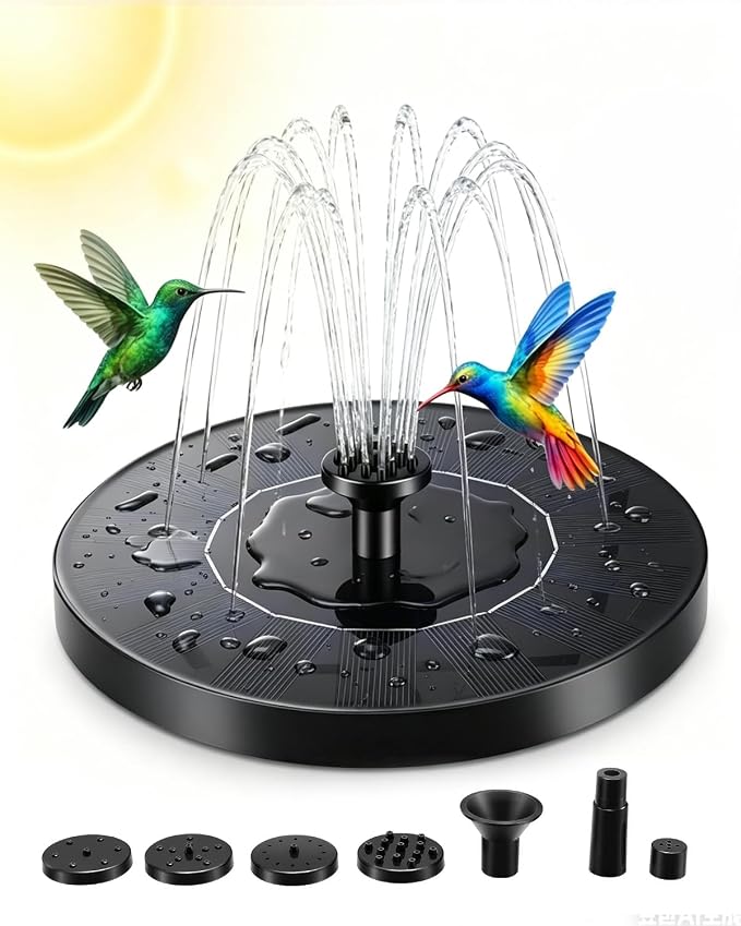 Schwimmender Solar-gartenbrunnen, Solar-teichbrunnen Mit 7 Wasserstrahlen, Rgb-beleuchtung, Solar-wasserbrunnen Für Teich, Garten, Vogelfutterhaus Im Freien
