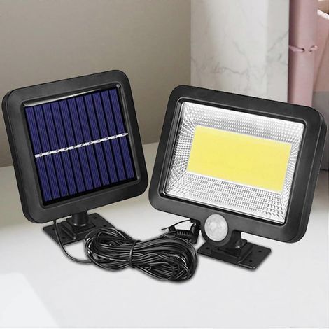 5 M Lange Solar-wandleuchte Mit Cob-sensor Und Bewegungserkennung Für Den Außenbereich, Stundenlange Volle Helligkeit, Mit Verlängerungskabel, Für Garten, Terrasse, Garage Und Mehr.