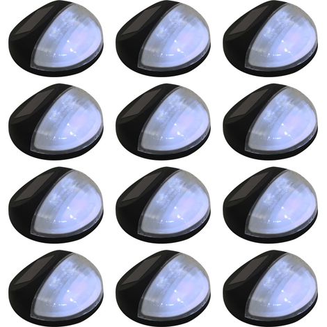 Vidaxl Led-solar-wandleuchten Für Den Außenbereich, 12 Stück, Rund, Schwarz