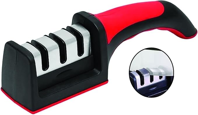 Parence - Easy Sharp 3-phasen-messerschärfer - Für Küchenmesser - Professionelle Ergebnisse/ergonomisches Design - Keramik-/wolframkarbid-/diamantstein - Schwarze/verchromte Oberfläche)