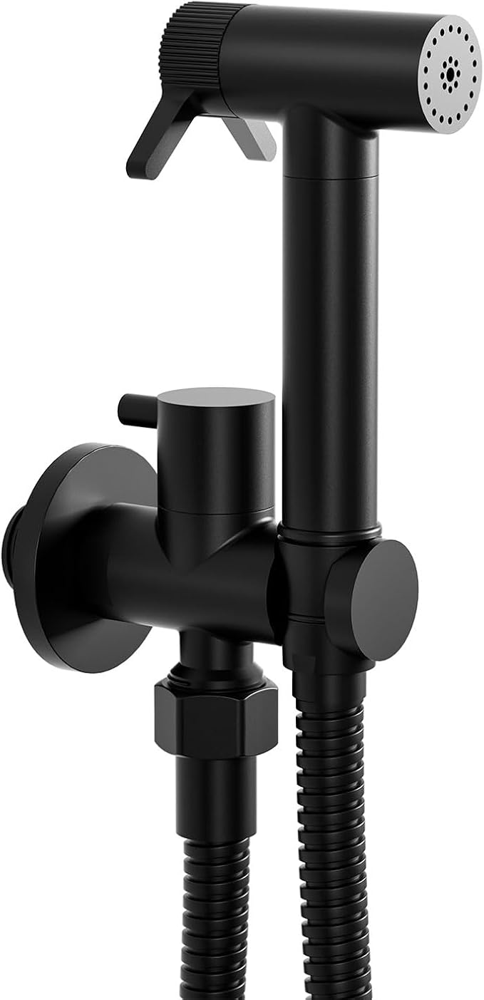 Bidet-sprühgerät, Wc-duschset Für Hohe Sitzhöhe, Wc-dusche Mit Doppelfunktion, Handbrause, Wc-sprühgerät Mit 1,2 M Schlauch, Windelreinigung, Haustierbad (schwarz)