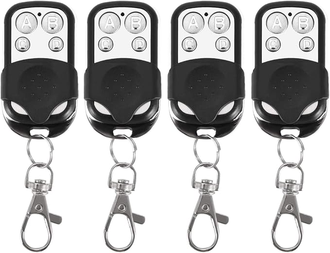 Fydun 4 Stück Drahtlose Elektrische Klon-fernbedienung 433 Mhz Universelles Alarmsystem Tür- Und Garagentoröffner 4 Kanäle 4 Tasten Schlüsselanhänger Diebstahlsicherung Ic 222660 / S5211 / 1527/2262 F