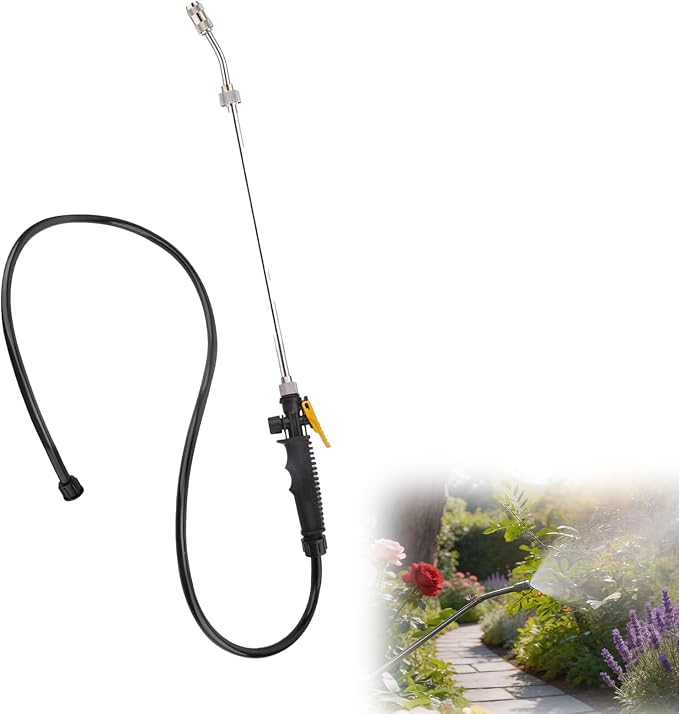 Sprühlanze, Gartenschlauchzubehör, 70 Cm Verstellbare Düse Mit 120 Cm Wasserschlauch, Mit Arretierbarem Auslöser (1 Stück)