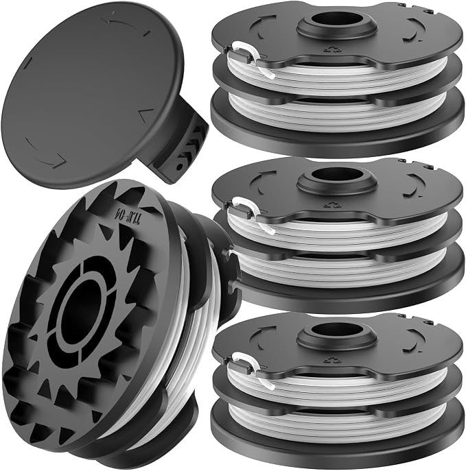 Set Mit 4 Ersatzspulen Und Spulenkappen, Spulenfaden Kompatibel Mit Parkside Lidl Prta 20-li C3 A1b2 Prt 550 A1 A3 Prt 300 A1 Akku, Ersatzteile Für Kantenschneider