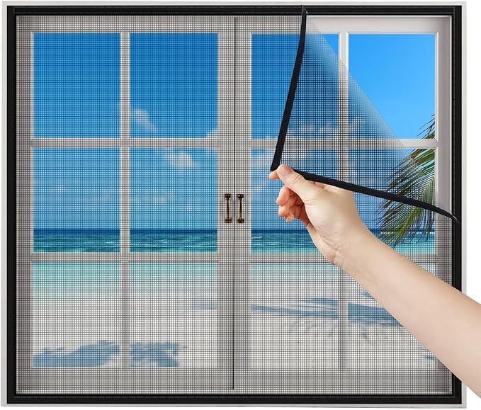 Anti-moskito-fenstervorhang 80x120cm Schwarzes Moskitonetz Maßgefertigter Rollo-fensterschutz Für Erkerfenster