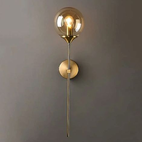 Retro-industrie-wandleuchten, Led-wandleuchten Für Den Innenbereich, Goldene E14-nachttischlampen, Bernsteinfarbene Glaskugel-wandleuchten