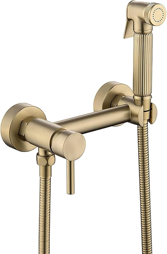 Bidet-sprühset Aus Messing, Wandmontage, Warm- Und Kaltwasser, Für Die Persönliche Hygiene, Gebürstetes Gold