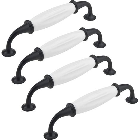 4 Keramik-schrankgriffe Für Schminktische/kleiderschubladen (aluminiumlegierung, Lochabstand: 96 Mm) Groupm