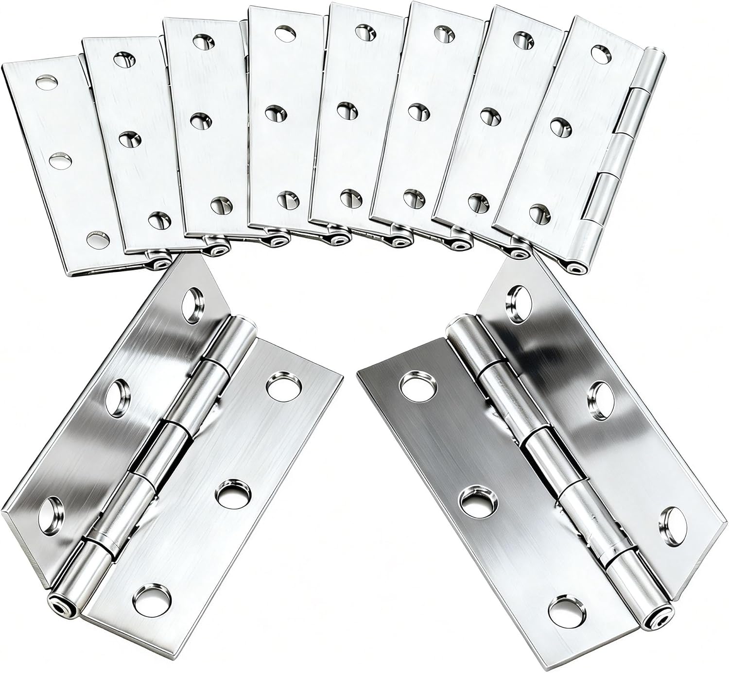 Türscharniere Aus Edelstahl, 75 X 50 Mm, 10er-pack Rostfrei, Flach, Poliertes Silber Leichtgängig Für Küchenschranktüren