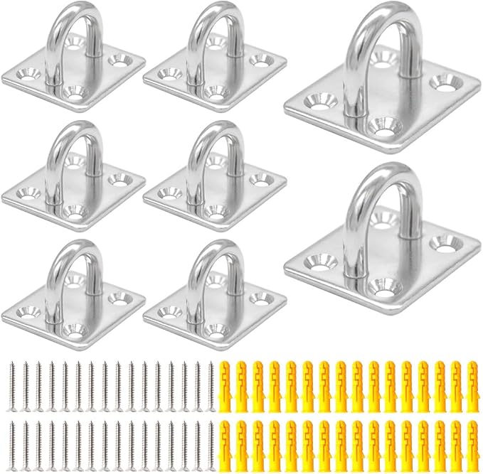 Set Mit 8 M6 304 Edelstahl-aufhängehaken Für Wand, Decke, Hängematte, Wand- Und Deckenaufhängung, Mit Schrauben (u/m6/fxg)