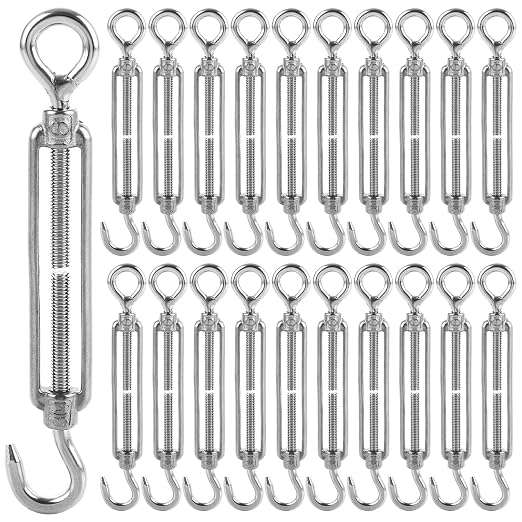 Packung Mit 20 Verstellbaren M6-drahtspannern Mit Haken Und Öse Aus Edelstahl 304 Für Garten, Zaun Und Außenaufhängung